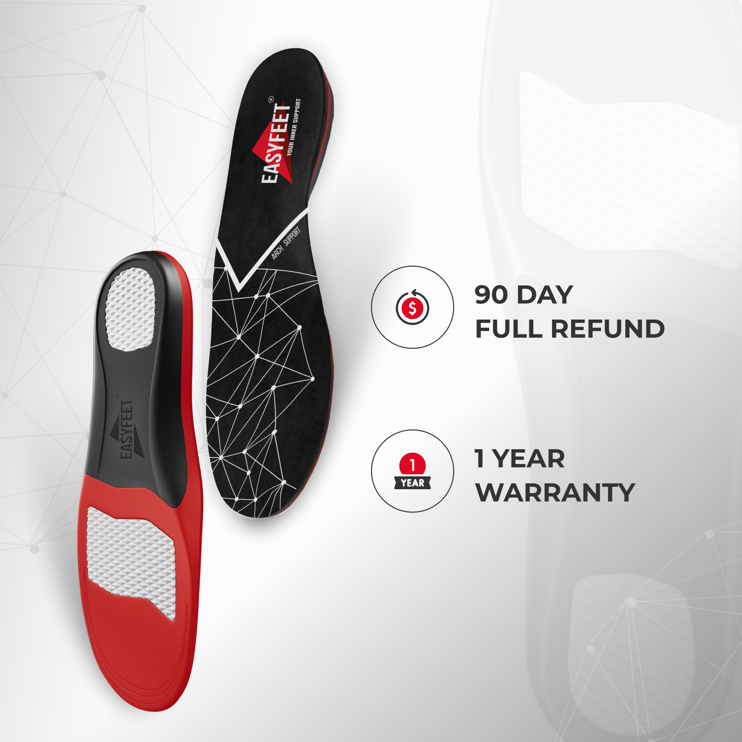 Black Model EasyFeet Arch Support Insoles Pain Relieve Inserts