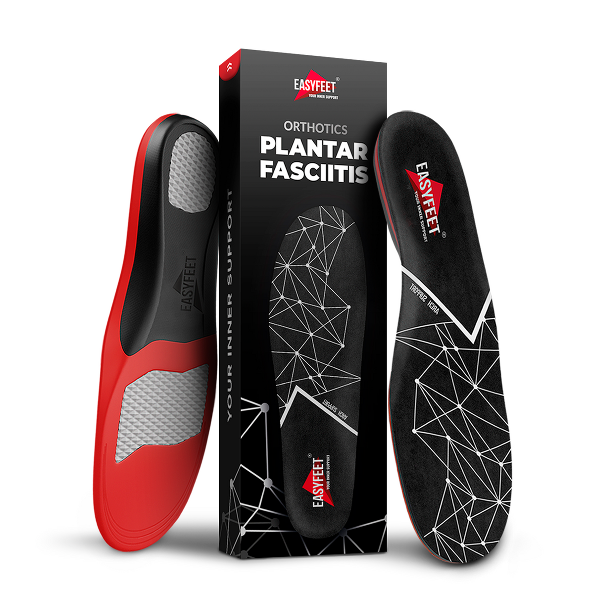 Black Model EasyFeet Arch Support Insoles Pain Relieve Inserts